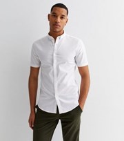 New Look White Short Sleeve Muscle Fit Oxford Shirt